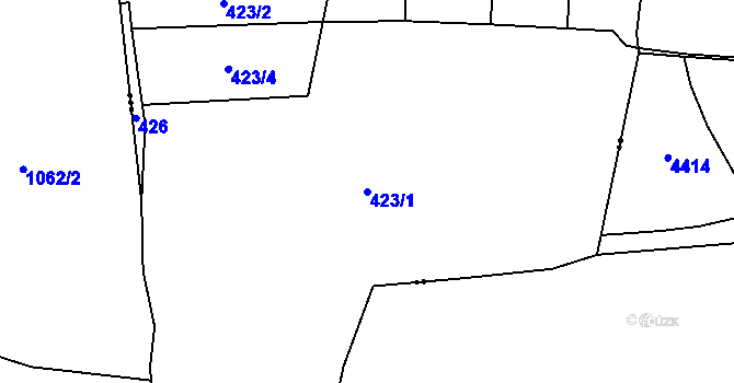 Parcela st. 423/1 v KÚ Oldřiš u Hlinska, Katastrální mapa
