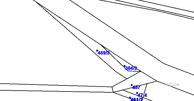 Parcela st. 459/2 v KÚ Oldřiš u Hlinska, Katastrální mapa