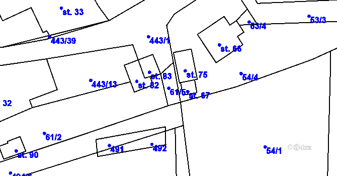 Parcela st. 61/5 v KÚ Oldřiš u Hlinska, Katastrální mapa