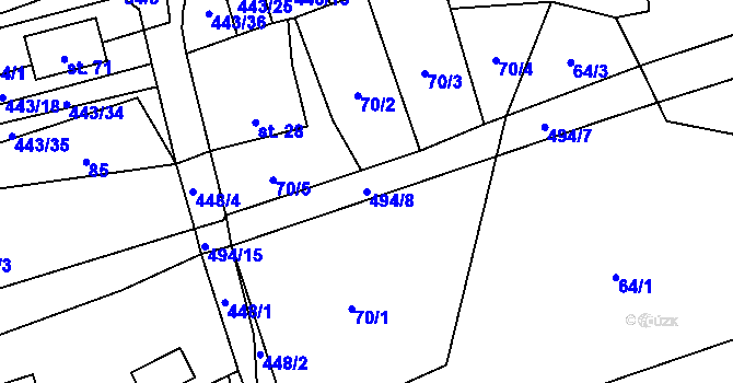 Parcela st. 494/8 v KÚ Oldřiš u Hlinska, Katastrální mapa