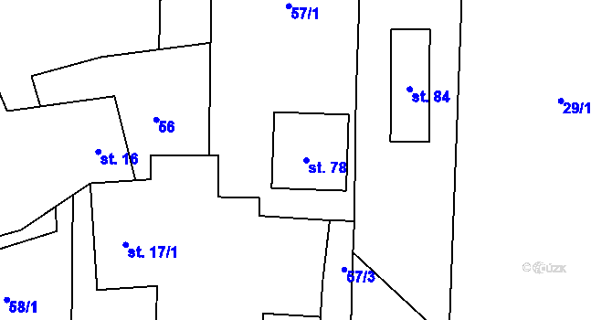 Parcela st. 78 v KÚ Oldřiš u Hlinska, Katastrální mapa