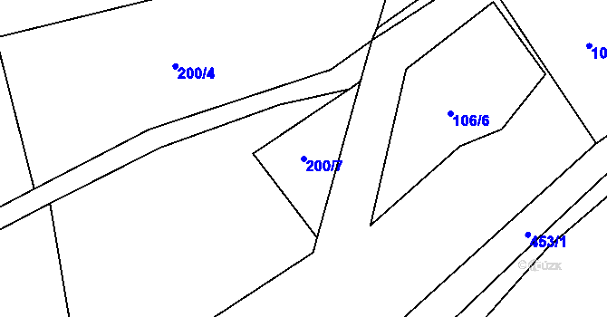 Parcela st. 200/7 v KÚ Oldřiš u Hlinska, Katastrální mapa