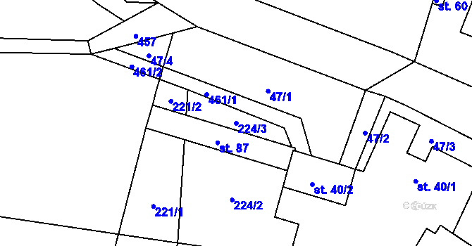 Parcela st. 224/3 v KÚ Oldřiš u Hlinska, Katastrální mapa