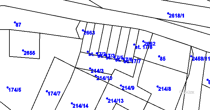Parcela st. 17/5 v KÚ Oldřiš u Poličky, Katastrální mapa