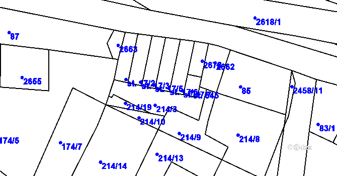Parcela st. 17/6 v KÚ Oldřiš u Poličky, Katastrální mapa