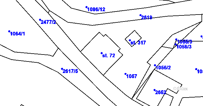Parcela st. 72 v KÚ Oldřiš u Poličky, Katastrální mapa