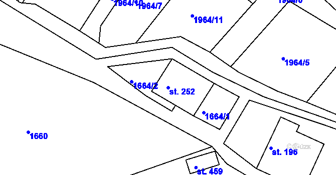 Parcela st. 252 v KÚ Oldřiš u Poličky, Katastrální mapa