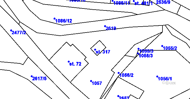 Parcela st. 317 v KÚ Oldřiš u Poličky, Katastrální mapa
