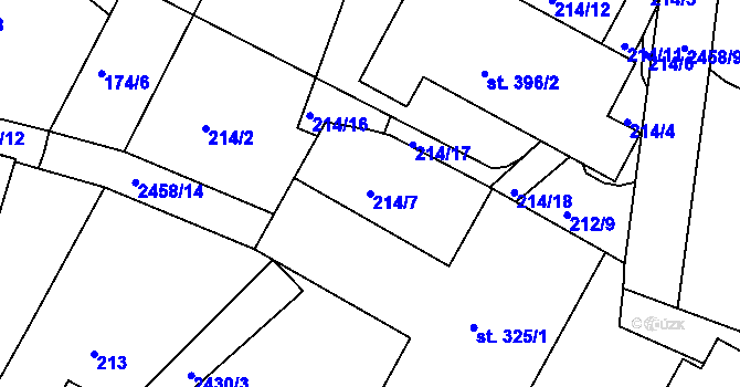 Parcela st. 214/7 v KÚ Oldřiš u Poličky, Katastrální mapa