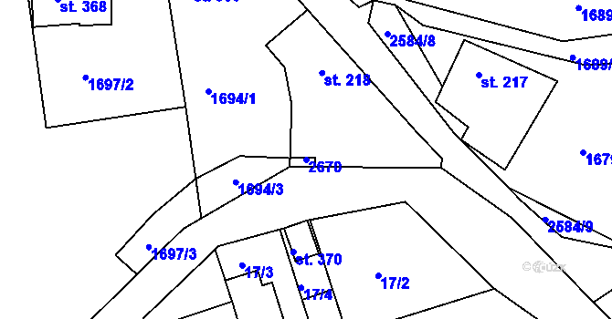 Parcela st. 2670 v KÚ Oldřiš u Poličky, Katastrální mapa