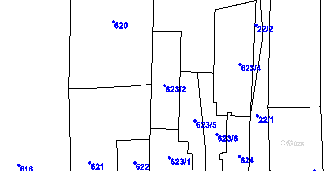 Parcela st. 623/2 v KÚ Oldřišov, Katastrální mapa