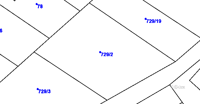 Parcela st. 729/2 v KÚ Oldřišov, Katastrální mapa