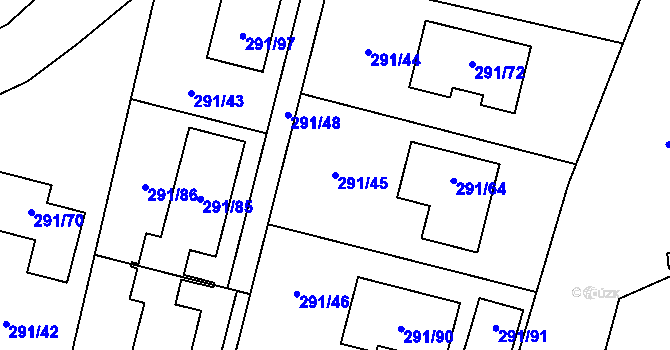 Parcela st. 291/45 v KÚ Oldřišov, Katastrální mapa