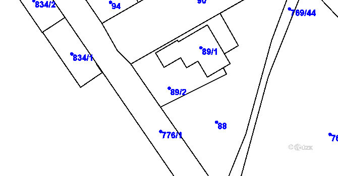 Parcela st. 89/2 v KÚ Oldřišov, Katastrální mapa