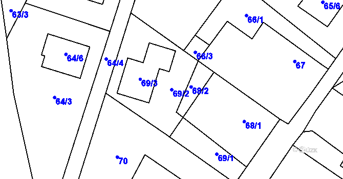 Parcela st. 69/2 v KÚ Oldřišov, Katastrální mapa