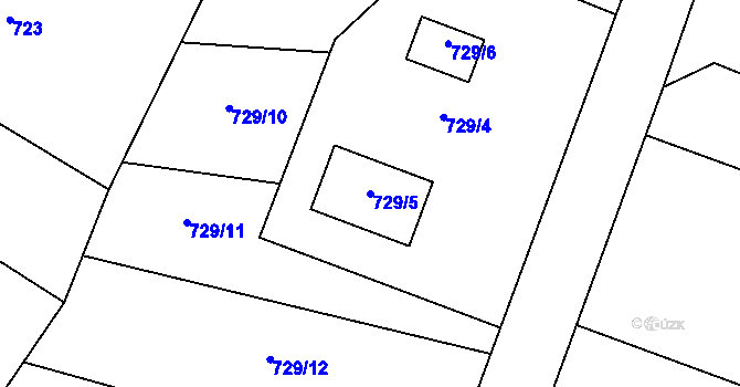 Parcela st. 729/5 v KÚ Oldřišov, Katastrální mapa