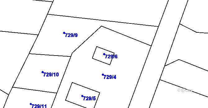 Parcela st. 729/6 v KÚ Oldřišov, Katastrální mapa