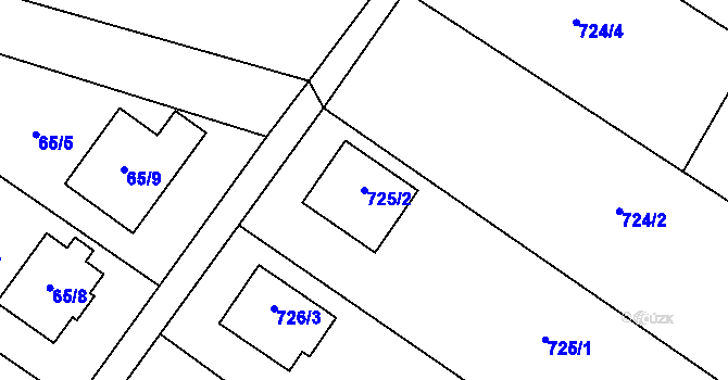 Parcela st. 725/2 v KÚ Oldřišov, Katastrální mapa