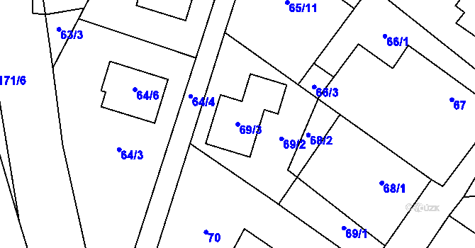 Parcela st. 69/3 v KÚ Oldřišov, Katastrální mapa