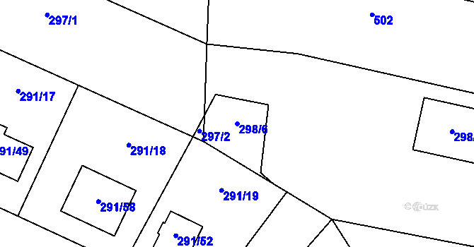 Parcela st. 298/6 v KÚ Oldřišov, Katastrální mapa