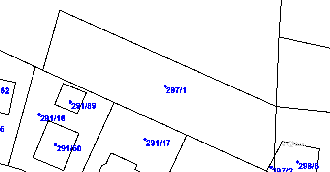 Parcela st. 297/1 v KÚ Oldřišov, Katastrální mapa