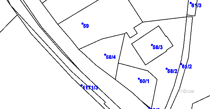 Parcela st. 58/4 v KÚ Oldřišov, Katastrální mapa