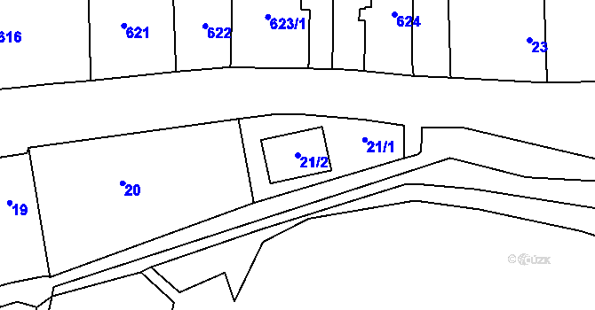 Parcela st. 21/2 v KÚ Oldřišov, Katastrální mapa