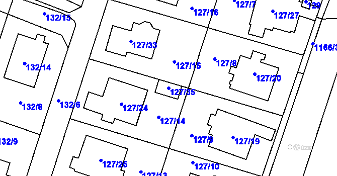 Parcela st. 127/35 v KÚ Oldřišov, Katastrální mapa