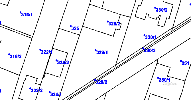 Parcela st. 329/1 v KÚ Oldřišov, Katastrální mapa