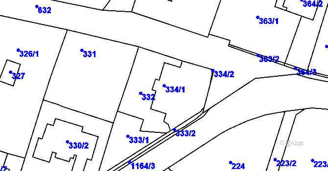 Parcela st. 334/1 v KÚ Oldřišov, Katastrální mapa