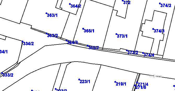 Parcela st. 365/2 v KÚ Oldřišov, Katastrální mapa