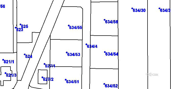 Parcela st. 634/4 v KÚ Oldřišov, Katastrální mapa