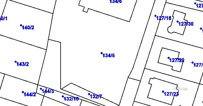 Parcela st. 134/5 v KÚ Oldřišov, Katastrální mapa