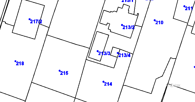 Parcela st. 213/3 v KÚ Oldřišov, Katastrální mapa