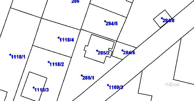 Parcela st. 285/2 v KÚ Oldřišov, Katastrální mapa