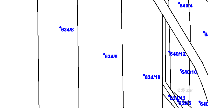 Parcela st. 634/9 v KÚ Oldřišov, Katastrální mapa