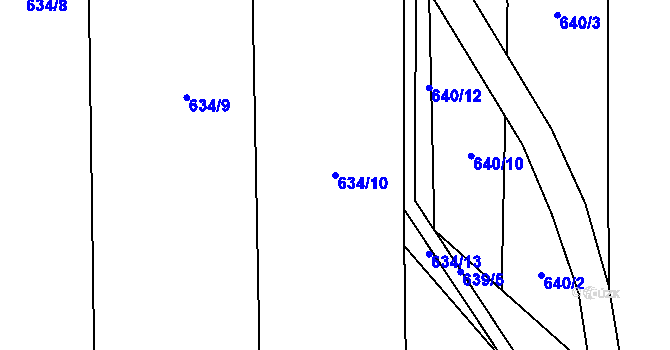 Parcela st. 634/10 v KÚ Oldřišov, Katastrální mapa