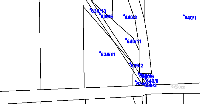 Parcela st. 634/11 v KÚ Oldřišov, Katastrální mapa