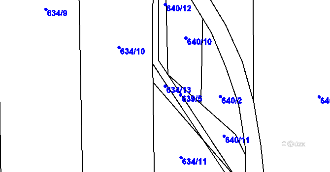 Parcela st. 634/13 v KÚ Oldřišov, Katastrální mapa