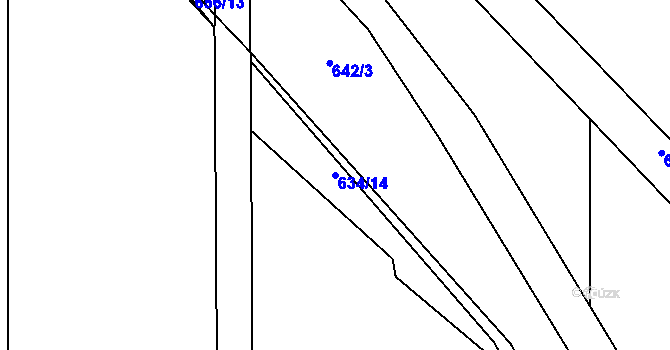 Parcela st. 634/14 v KÚ Oldřišov, Katastrální mapa