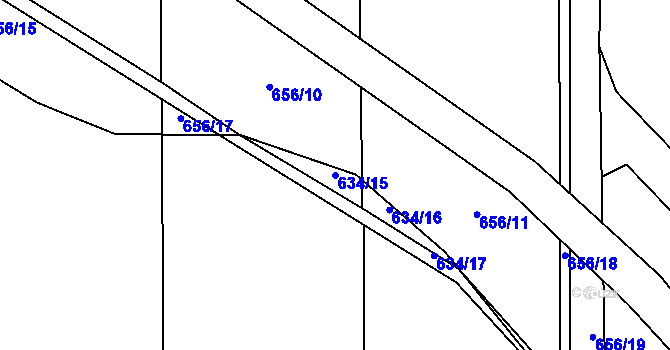 Parcela st. 634/15 v KÚ Oldřišov, Katastrální mapa
