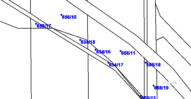 Parcela st. 634/16 v KÚ Oldřišov, Katastrální mapa