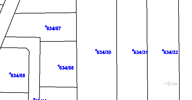 Parcela st. 634/30 v KÚ Oldřišov, Katastrální mapa