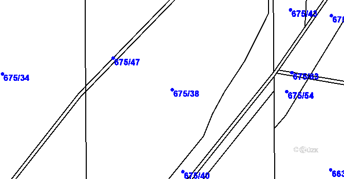 Parcela st. 675/38 v KÚ Oldřišov, Katastrální mapa