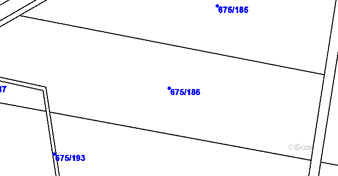 Parcela st. 675/186 v KÚ Oldřišov, Katastrální mapa