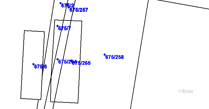 Parcela st. 675/258 v KÚ Oldřišov, Katastrální mapa