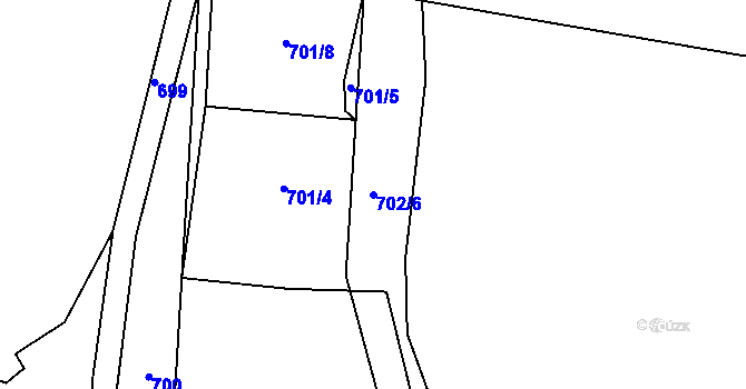 Parcela st. 702/6 v KÚ Oldřišov, Katastrální mapa