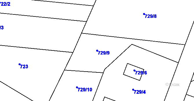 Parcela st. 729/9 v KÚ Oldřišov, Katastrální mapa
