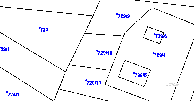 Parcela st. 729/10 v KÚ Oldřišov, Katastrální mapa