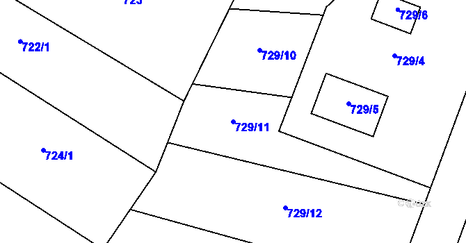 Parcela st. 729/11 v KÚ Oldřišov, Katastrální mapa